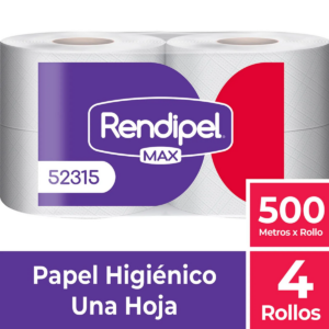 PAPEL HIGIÉNICO INDUSTRIAL RENDIPEL MAX 4 X 500 MTS