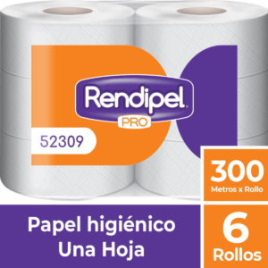 PAPEL HIGIÉNICO INDUSTRIAL RENDIPEL PRO 6 X 300 MTS