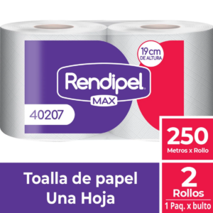 TOALLA ROLLO PARA DISPENSADORES RENDIPEL MAX 2 X 250 MTS