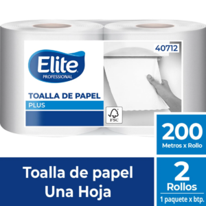 TOALLA ROLLO PARA DISPENSADORES ELITE PROFESSIONAL 2 X 200 MTS