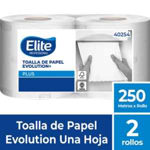 TOALLA ROLLO PARA DISPENSADORES ELITE PROFESSIONAL 2 X 250 MTS