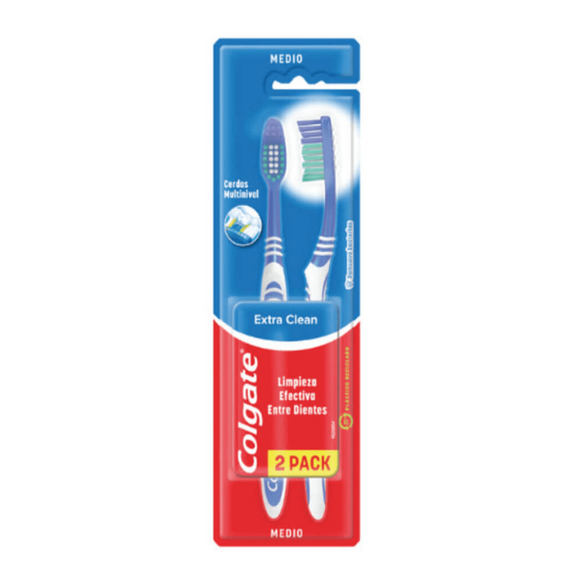 COLGATE CEPILLO DENTAL EXTRA CLEAN MEDIO PACK X2